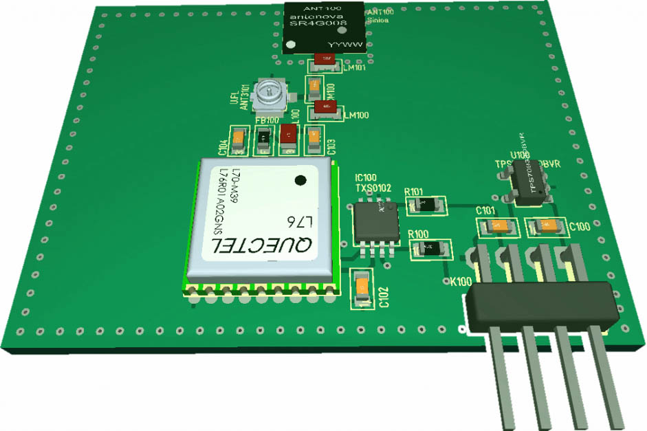 GNSS GPS antenna PCB with components