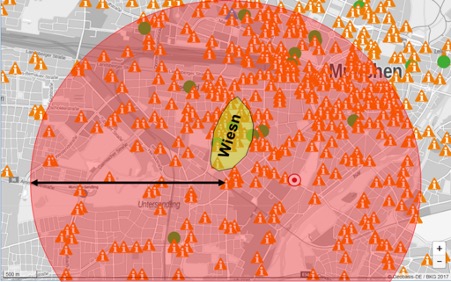 LoRaWan coverage map of Munich