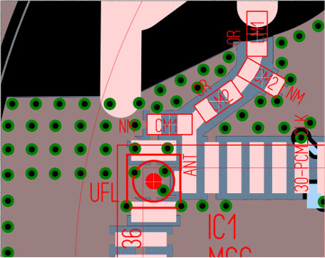 Closeup of U.FL connector